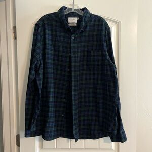 Goodfellow & Co Navy and Green Plaid Shirt